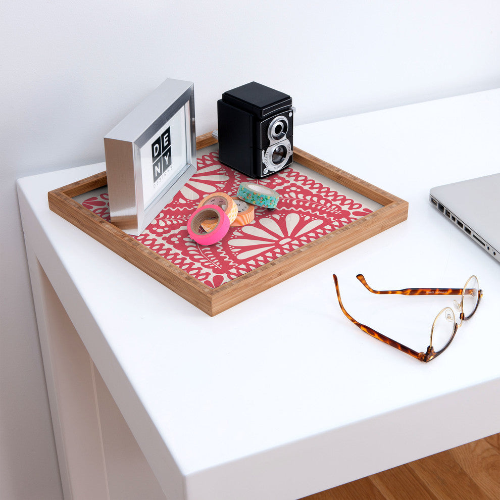 Natalie Baca Fiesta De Flores In Red Square Tray