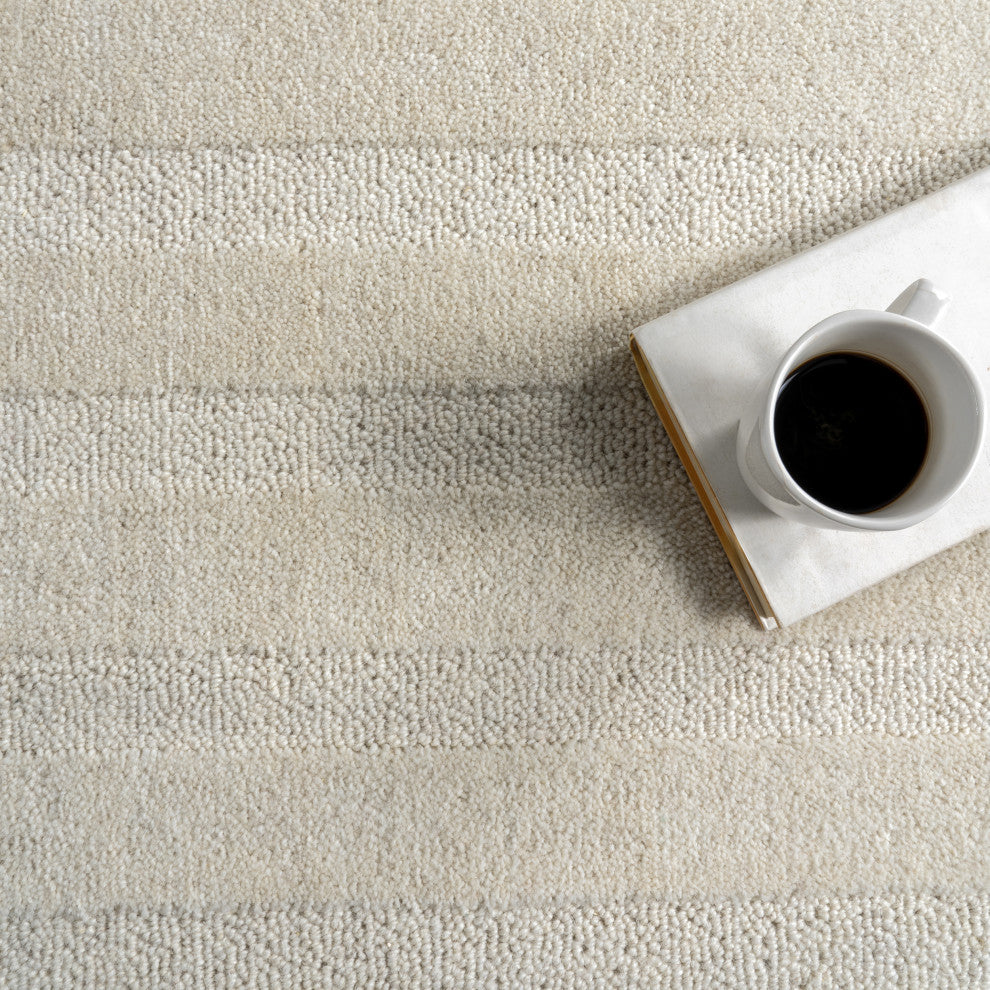 Vestry Striped Wool Area Rug, Ivory 9' x 12'