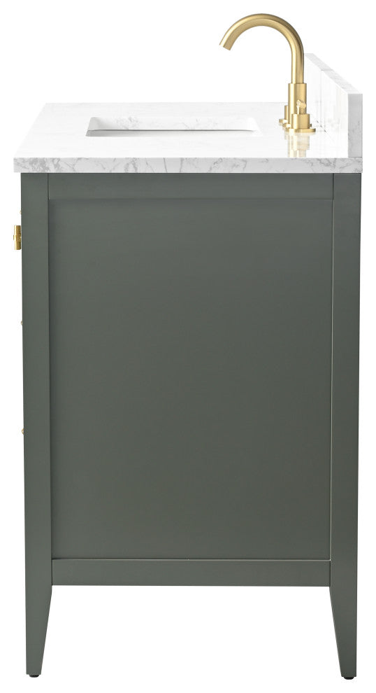 Vanity Art Freestanding Vanity, Vintage Green, 48", Single Sink, Golden Brushed