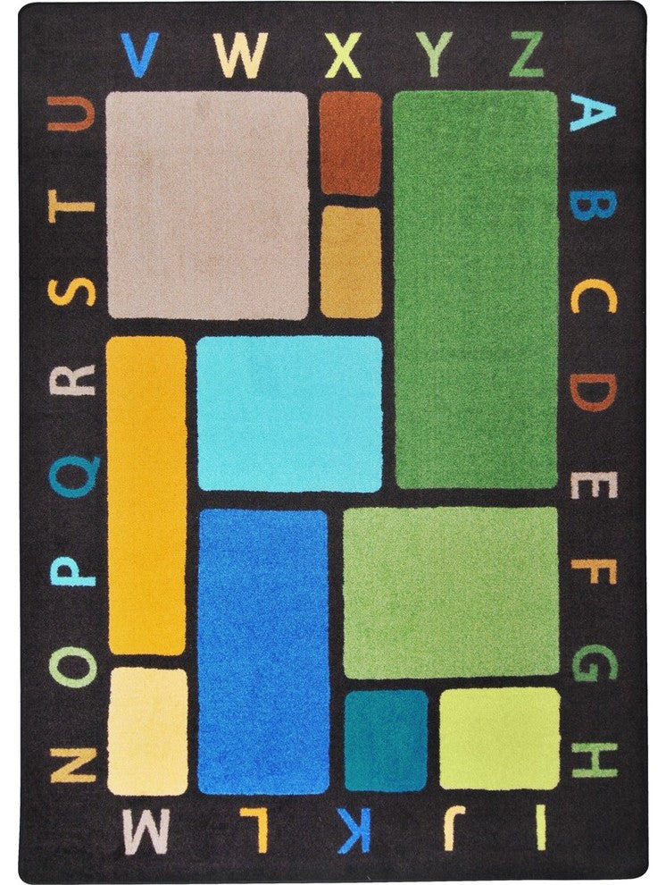 Kid Essentials Rug, Building Blocks, Earthtone, 7'8"x10'9"