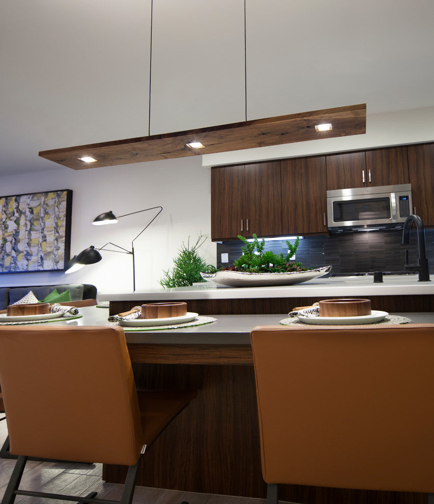 Cerno Vix LED Linear Pendant, Dark Stained Walnut, 3500k (Cool)