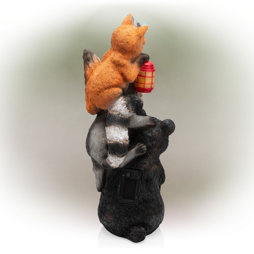 Solar Nature Pals Statue with Butterflies and LED Lights