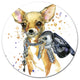 Brown Toy Terrier Dog Watercolor, Animal Disc Metal Artwork, 36"