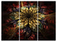 "Fractal Flower Yellow Red Digital Art" Metal Wall Art, 3 Panels, 36"x28"