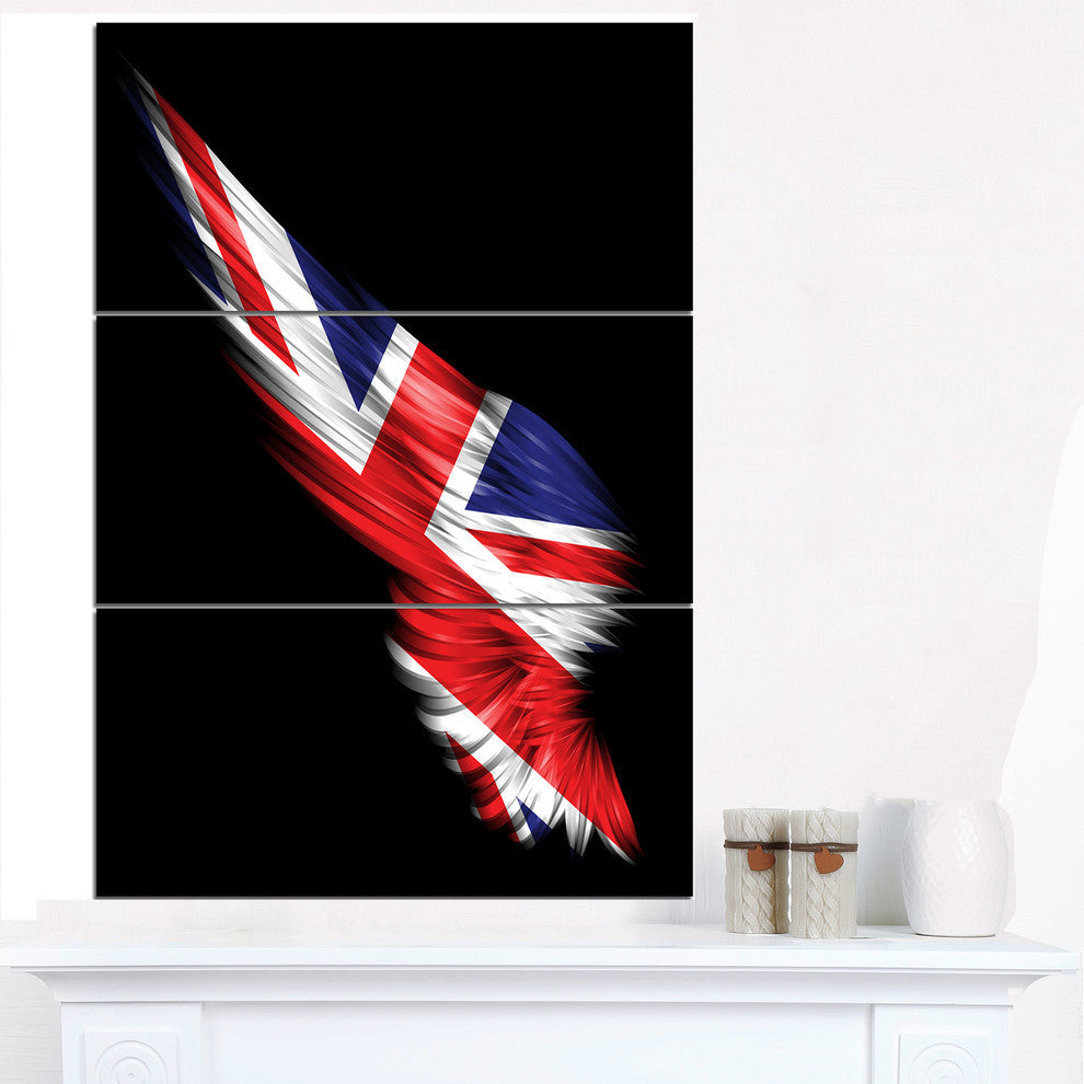 "Wing With United Kingdom Flag" Digital Metal Wall Art, 3 Panels, 28"x36"