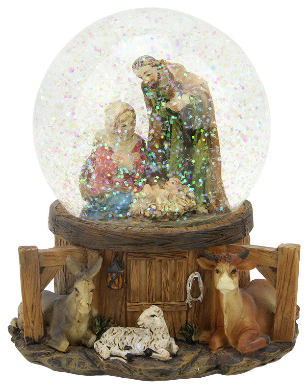 6" Musical Religious Family "Silent Night" Nativity Scene Christmas Snow Globe