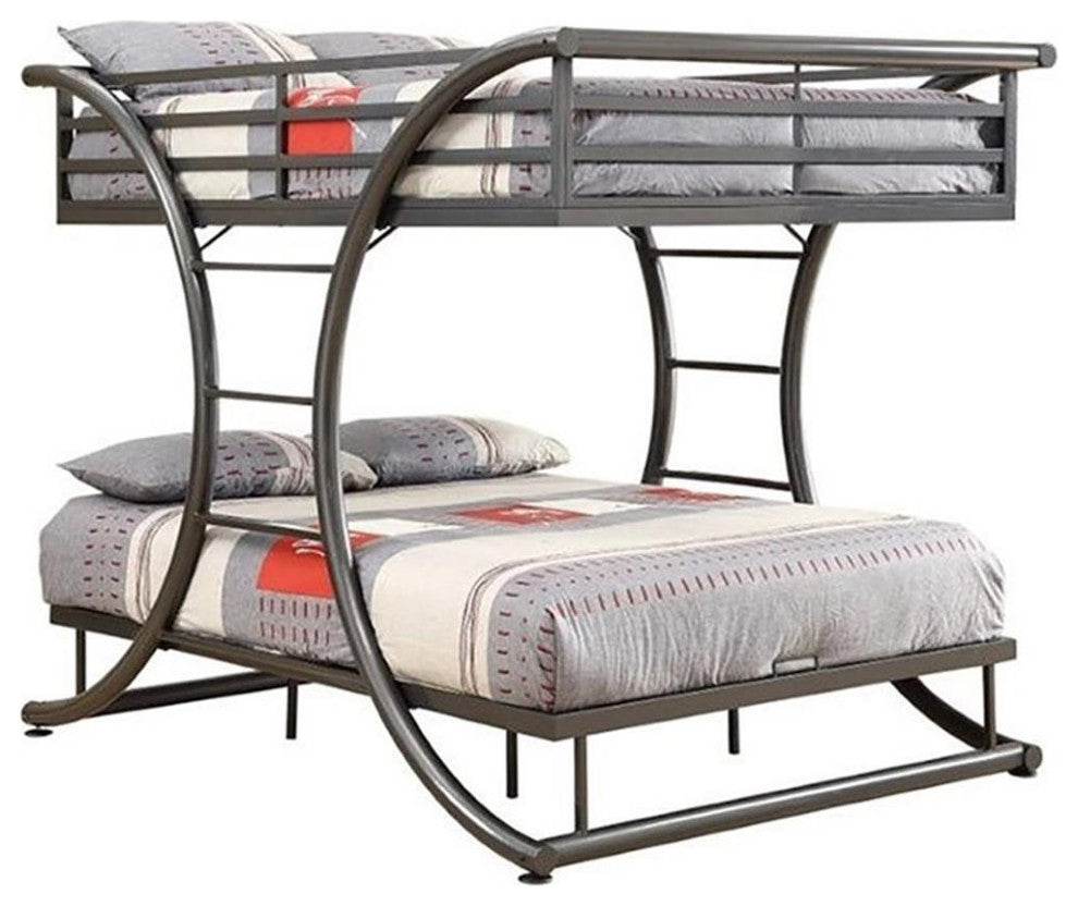 Coaster Stephan Modern Full Over Full Metal Bunk Bed in Gray Finish