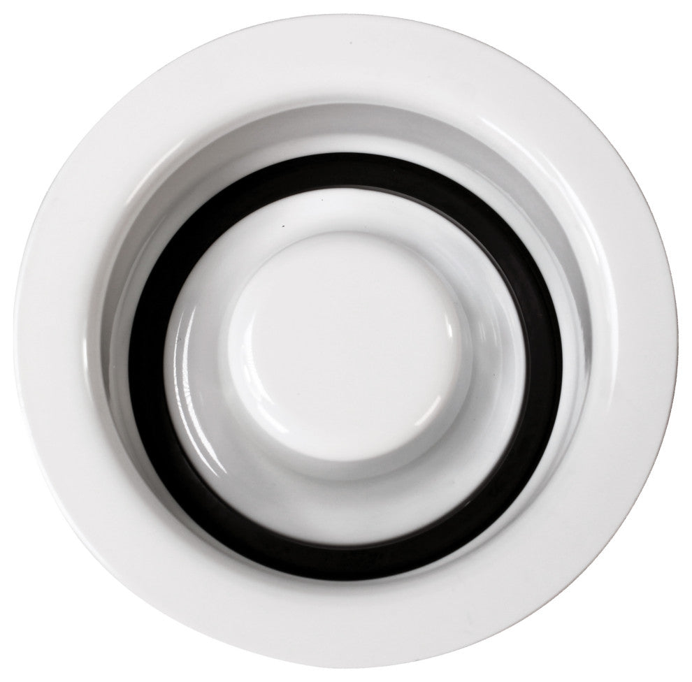 Insinkerator Style Disposal Flange And Stopper In Polished Nickel, Powder Coated White