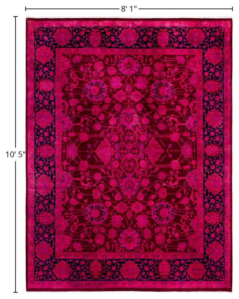 Overdyed One-of-a-Kind Hand-Knotted Area Rug Purple, 8' 1" x 10' 5"