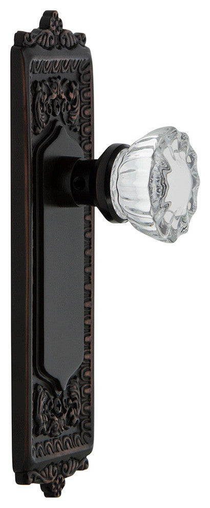 Egg and Dart Plate Interior Mortise Crystal Glass Door Knob