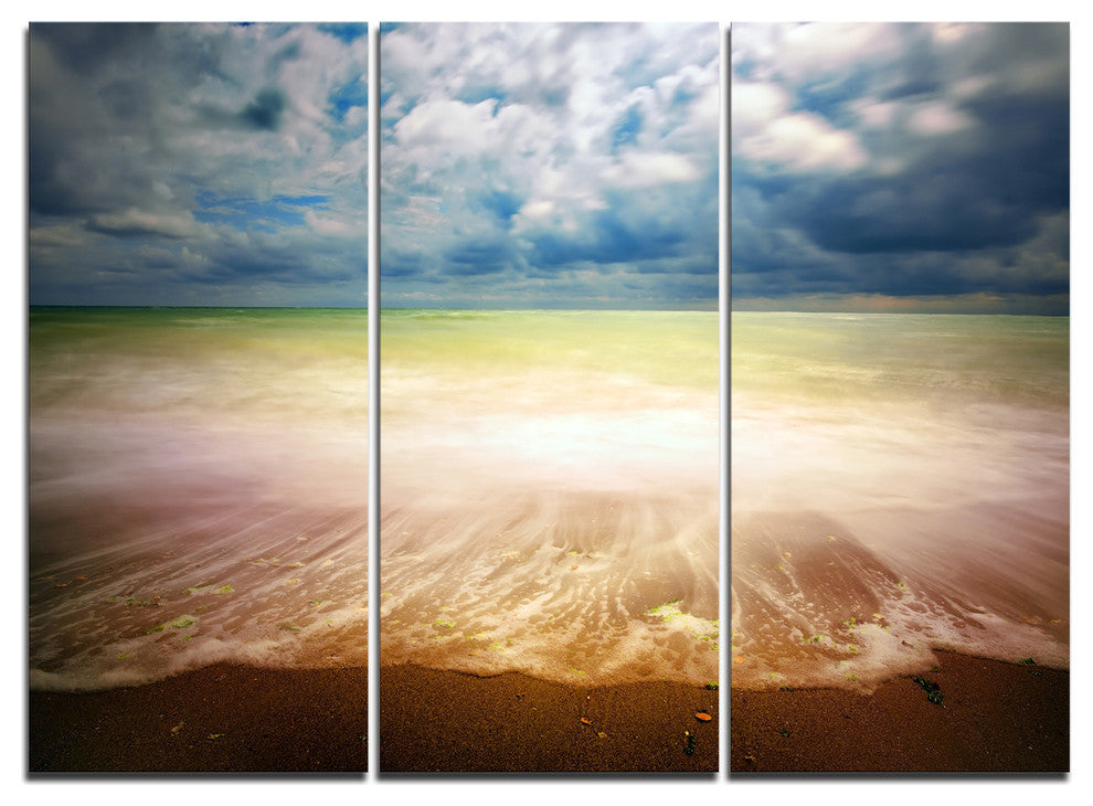 "Exotic Beach on Cloudy Summer Day" Metal Wall Art, 3 Panels, 36"x28"