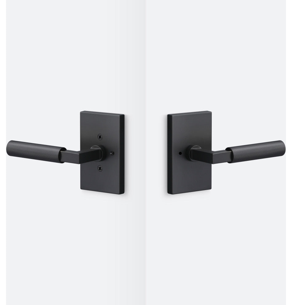 Levanto Privacy Rosette, Flat Black, Knurled Grip in Flat Black