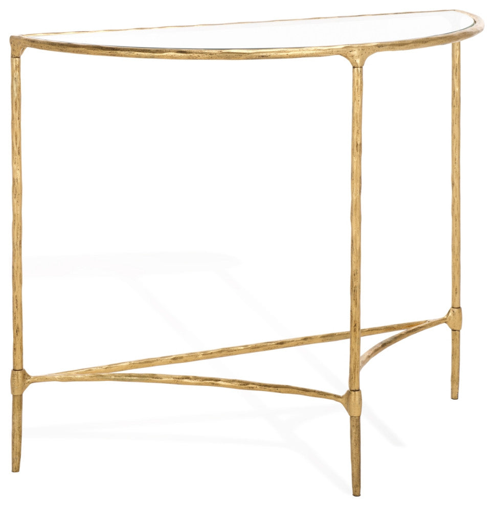 Safavieh Couture Isabellina Half Moon Console, Brass/Clear