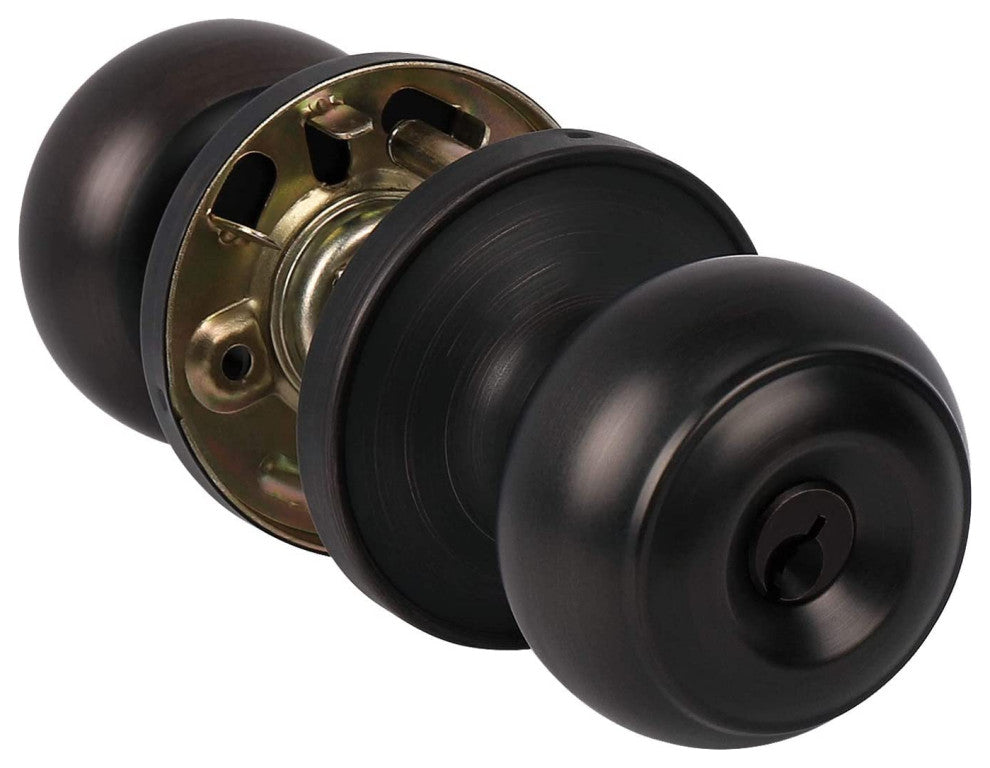 Oil Rubbed Bronze Door Knob with Lock and Key, Pack of 10