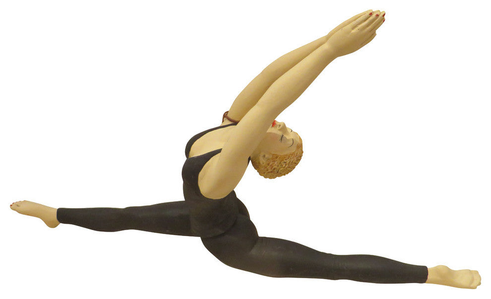 Luxe Hand Painted Yoga Pose Split Figurine, Woman Statue Gift Decor Meditation