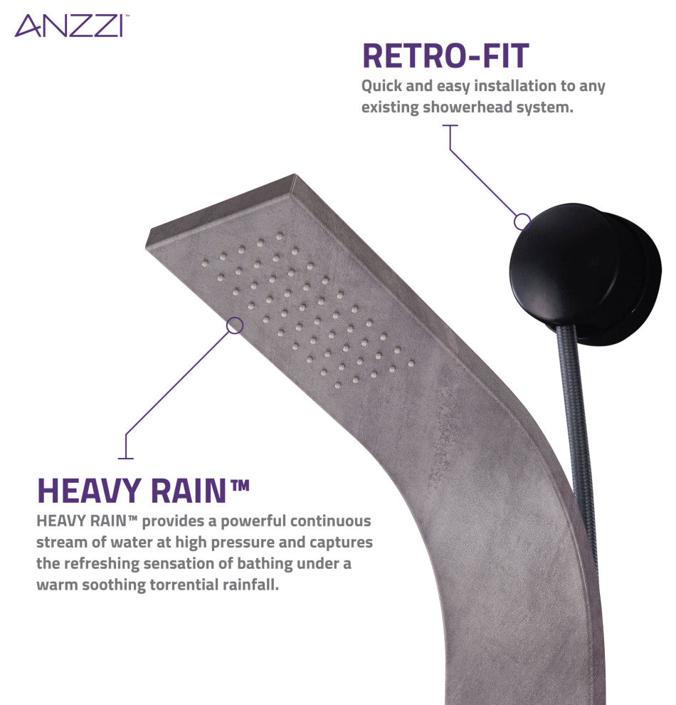 Aura 2-Jetted Shower Panel With Heavy Rain Shower and Spray Wand, Gray Marble