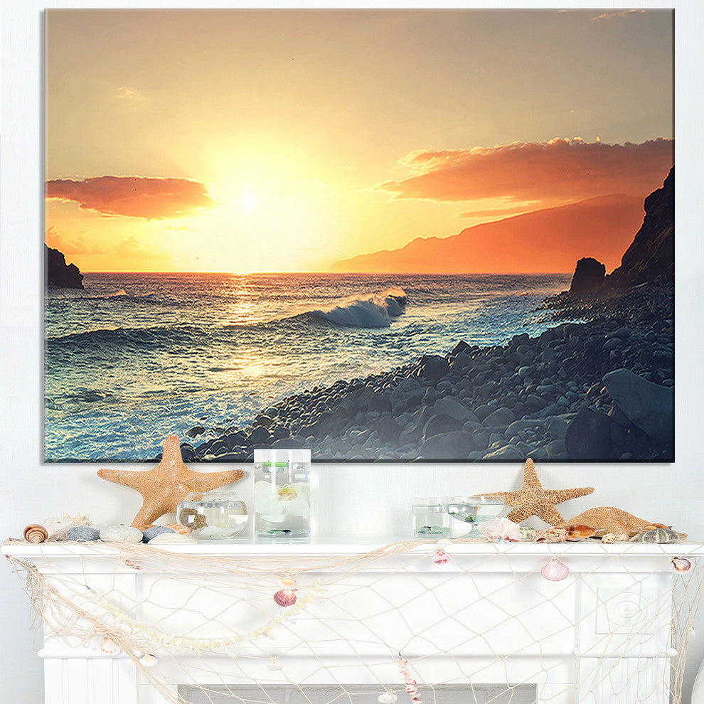 "Madeira Coast With Blue Waters" Seashore Canvas Print, 40"x20"