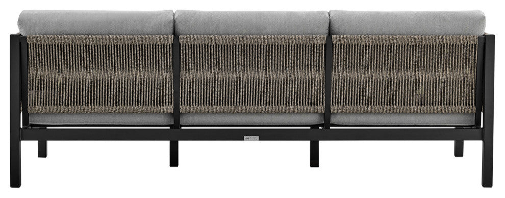 Cuffay 4-Piece Outdoor Furniture Set, Brown Aluminum And Rope With Cushions, Black