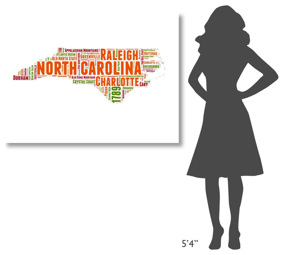 "North Carolina Word Cloud Map" Fine Art Print