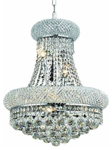 Elegant Primo Dining Room Light, Chrome Finish With Royal Cut Crystal