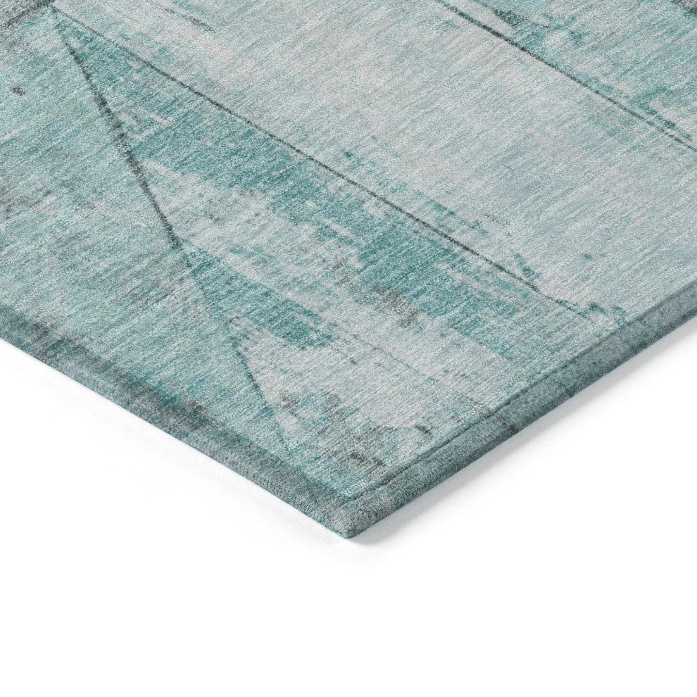 Machine Washable Indoor/Outdoor Chantille ACN1876 Teal 2'3" x 7'6" Runner Rug