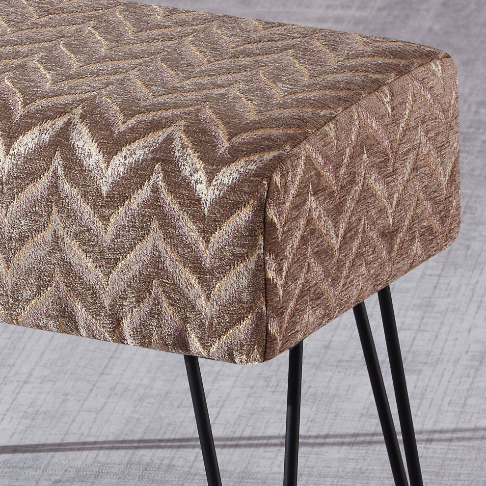 Arusha Jacquard Chenille Ottomans, Light Brown, 19"x13"x7"