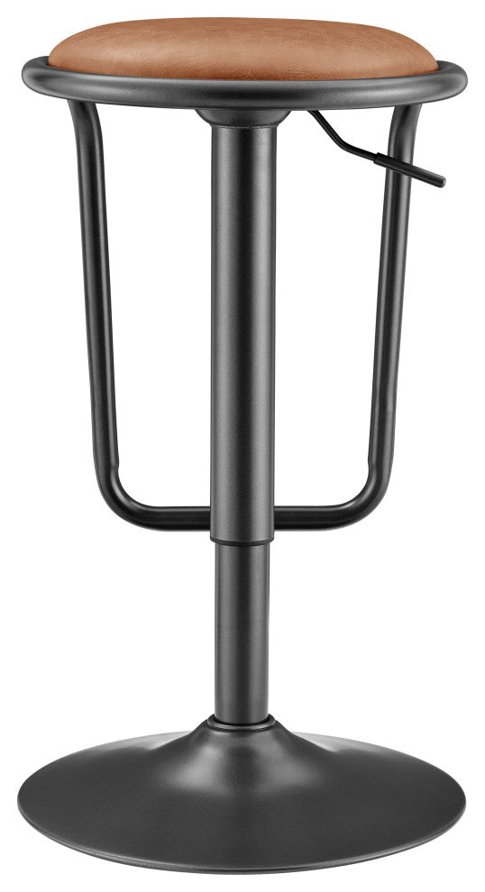 Elijah PU Gaslift Bar Stool,, Set of 2, Toasted Caramel