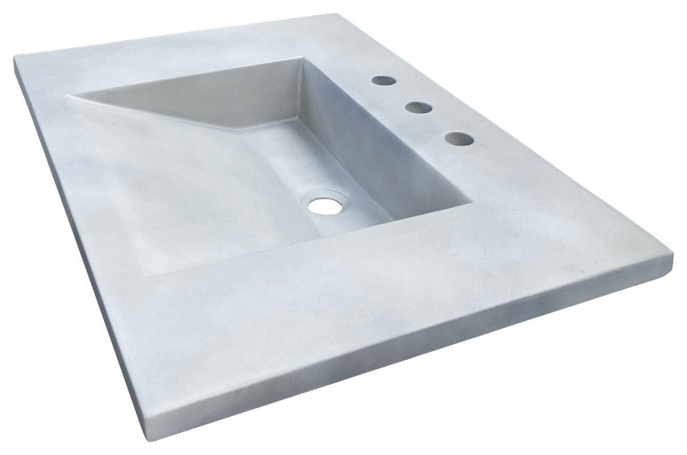 31" Single Concrete Ramp Sink Top with Slope, Light Gray