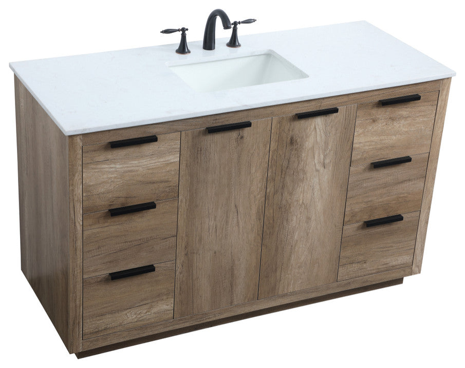 Bethany Single Bathroom Vanity, Natural Oak, 54"
