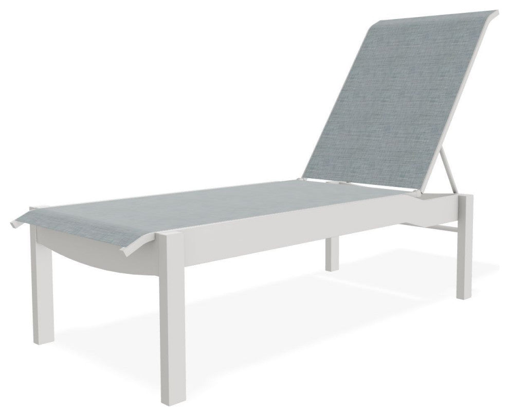 Leeward Sling Stackable Outdoor Chaise Lounge, Charm/Snow
