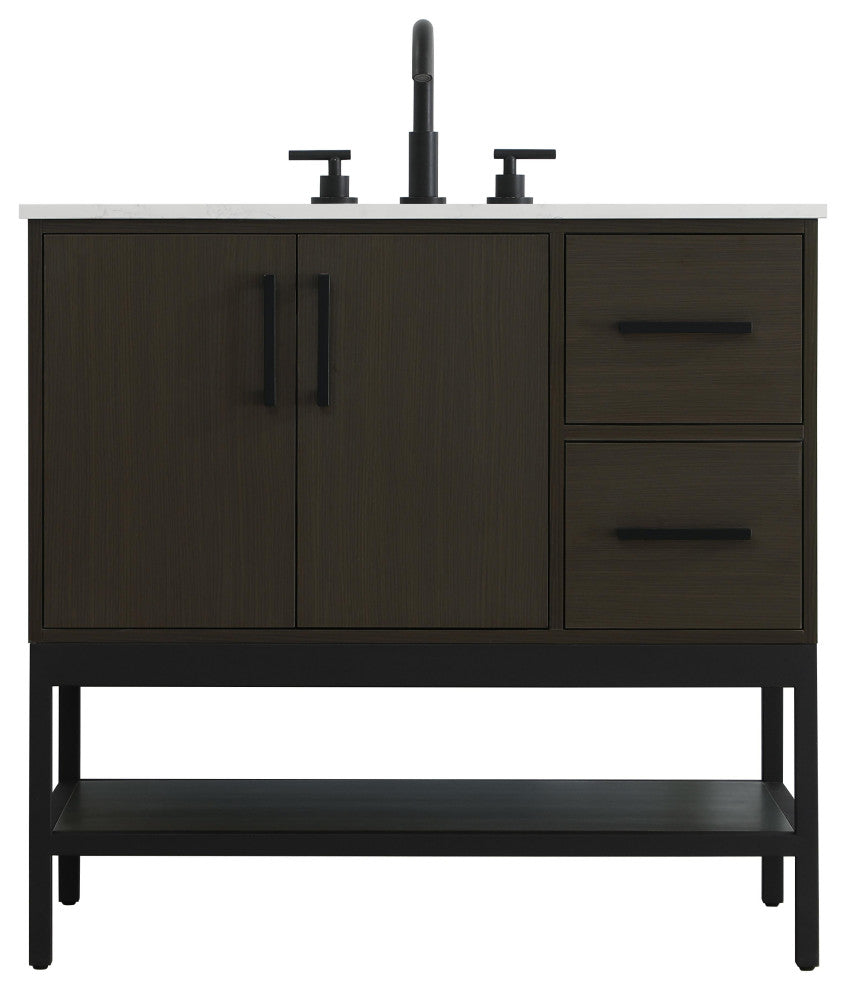 Home Living 36" Single Bathroom Vanity, Mocha Brown
