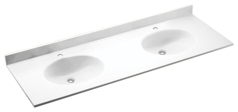 Swan Chesapeake Solid Surface Double Sink Bathroom Vanity Top, White