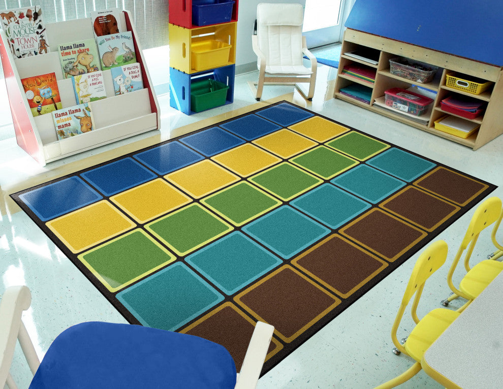 Kid Essentials Rug, Blocks Abound, Earthtone, 7'8"x10'9"