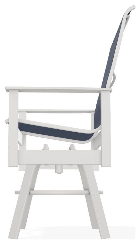 Leeward Sling Balcony Height Outdoor Swivel Armchair, Mavi/Snow