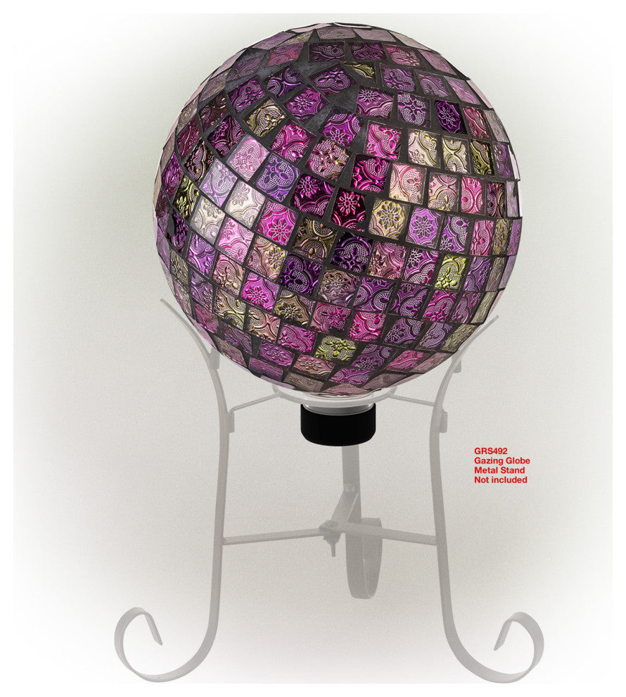 Alpine Violet Mosaic Gazing Globe, 11"Tall