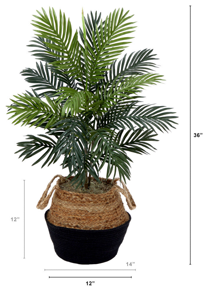3ft. Artificial Areca Palm Tree with Handmade Jute & Cotton Basket DIY KIT