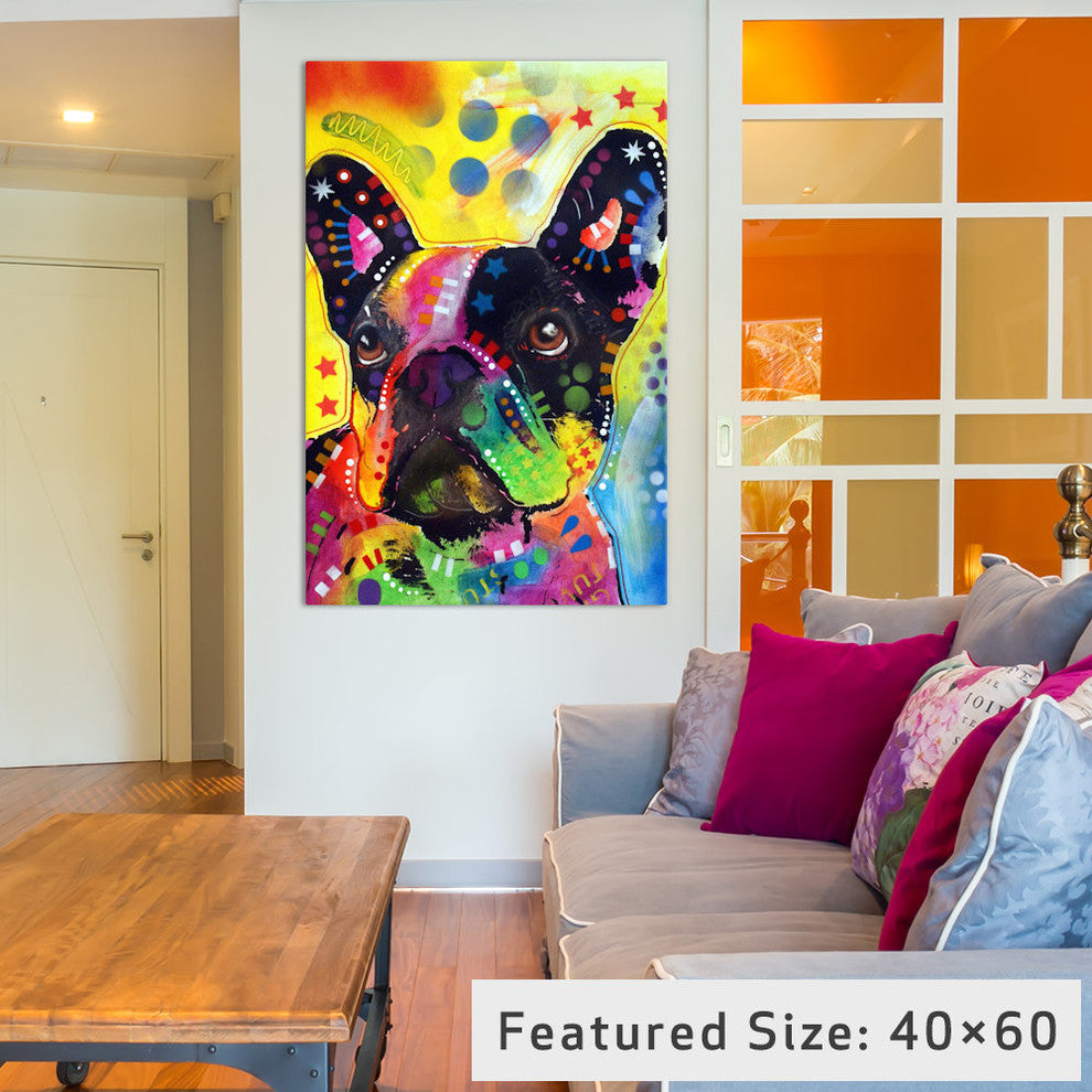 "French Bulldog II" by Dean Russo, 40x26x1.5"
