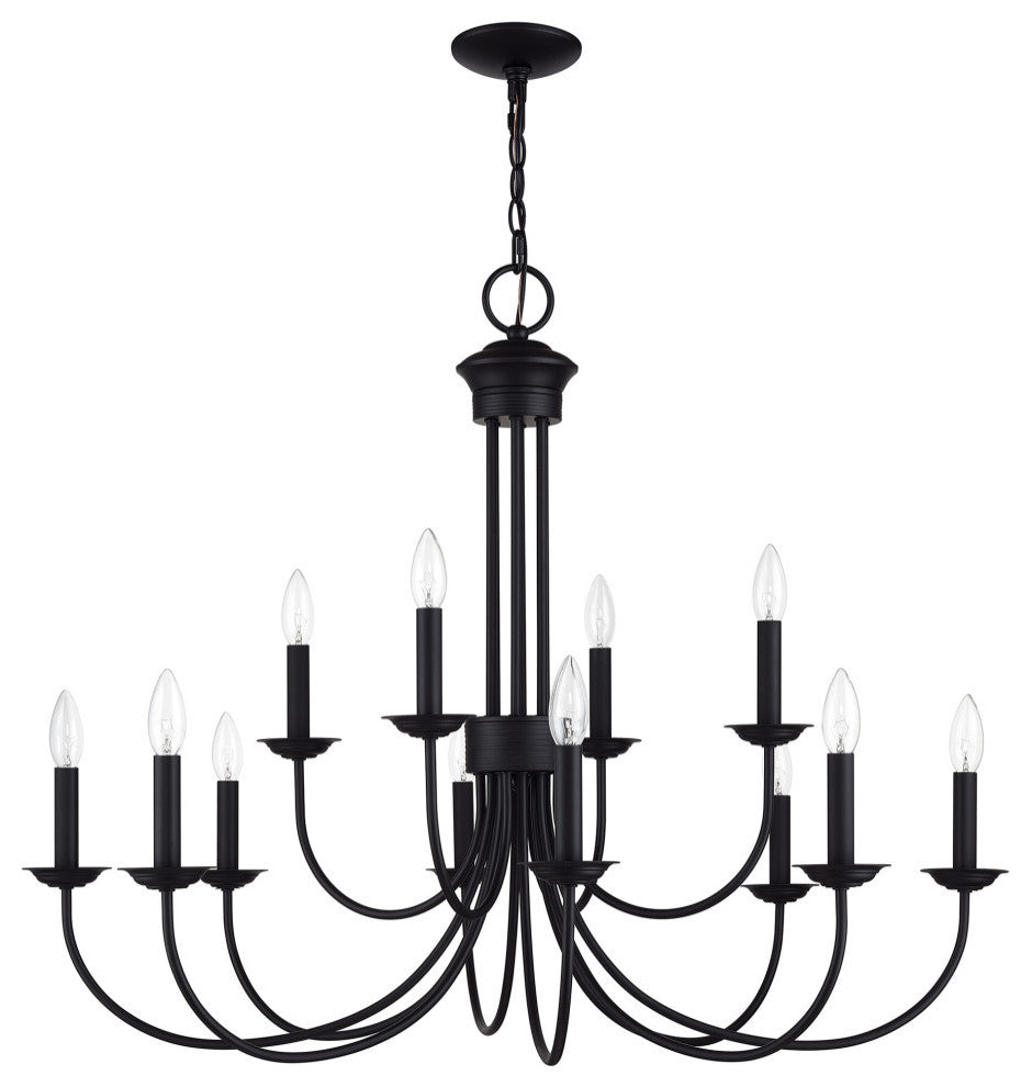 Estate 12-Light Black Large 2-Tier Chandelier