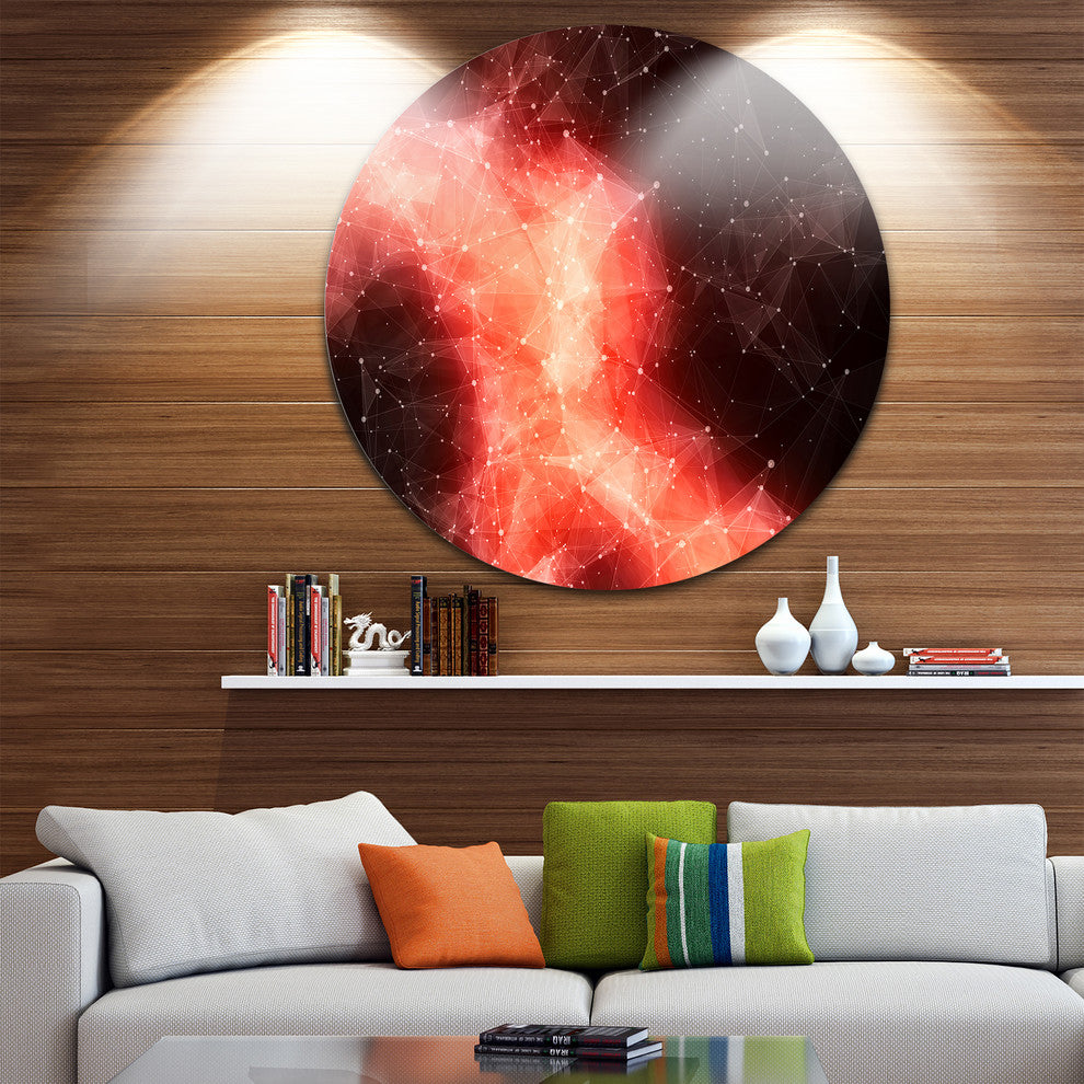Red Nebula In Cosmos, Abstract Art Round Wall Art, 23"