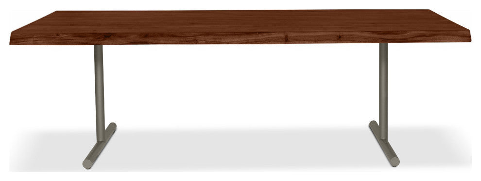 Brooks Dining Table, T Base, 40"x116", Americano Top, Pewter Base