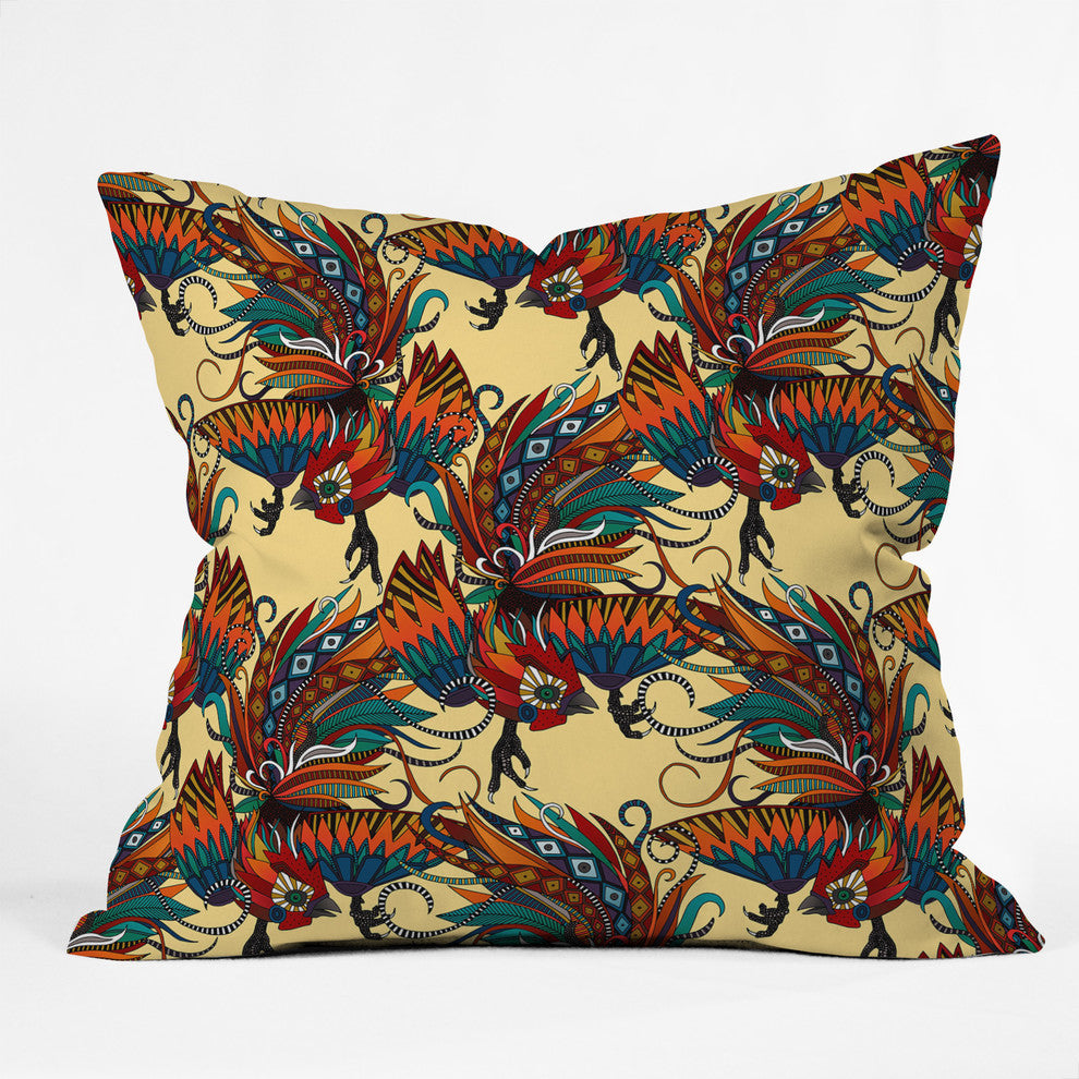 Sharon Turner Rooster Ink Throw Pillow, 26"x26"