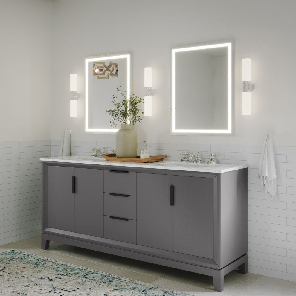 The Ezra Bathroom Vanity, Cashmere Gray, 72", Double Sink, Freestanding
