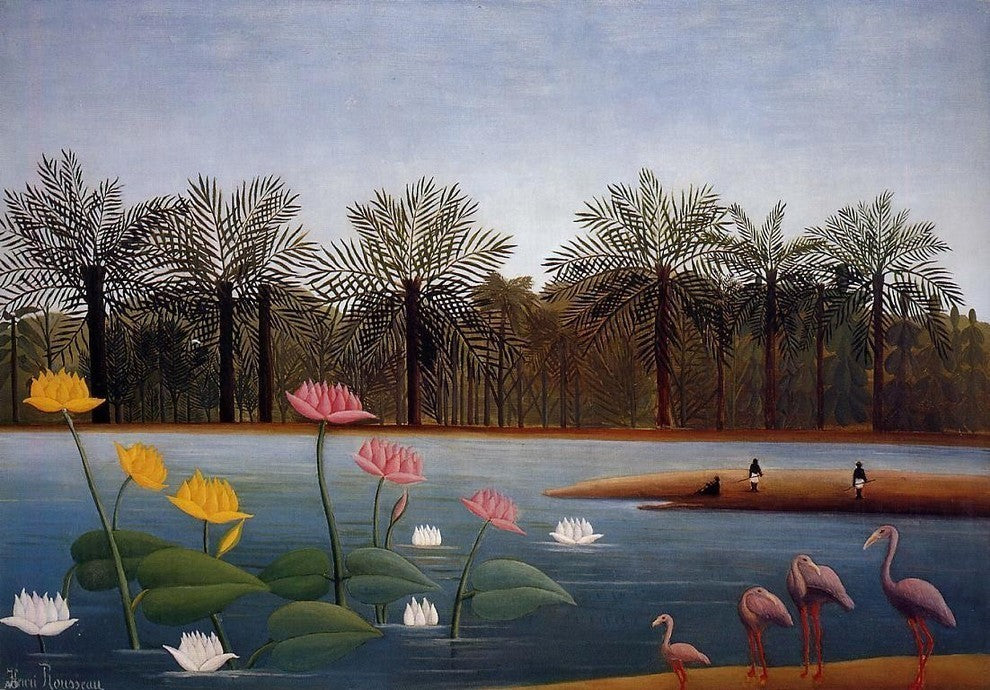 Henri Rousseau The Flamingos Premium Canvas Print