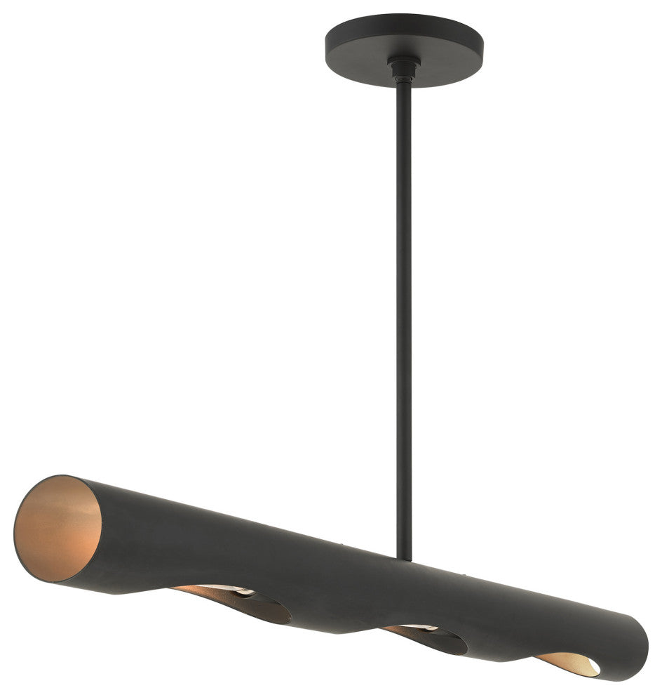 Black Contemporary, Minimal, Industrial, Urban, Sleek Linear Chandelier