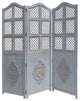 Wooden 3 Panel Foldable Room Divider, Blue