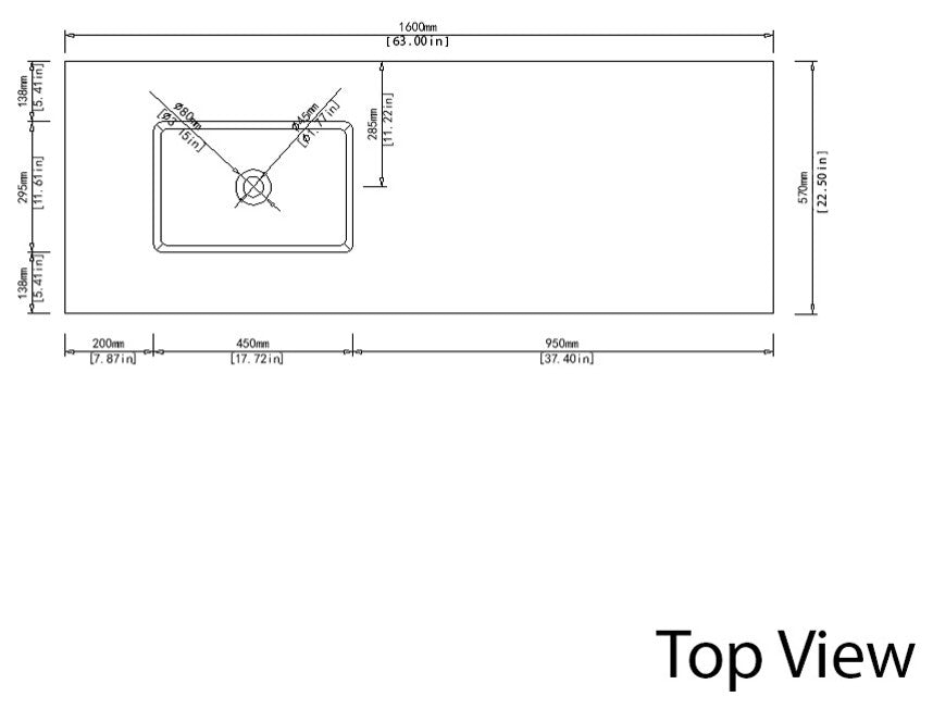 Dyconn Faucet True Solid Surface Single-Bowl Vanity Top (63" (Single Bowl))