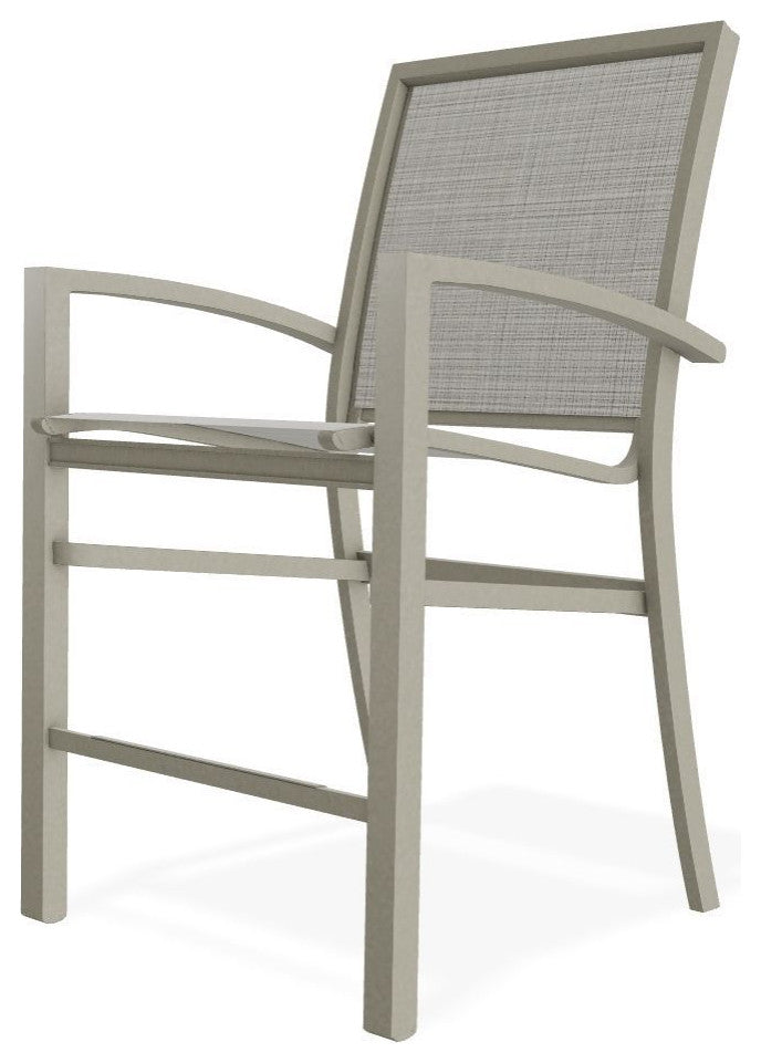 Kendall Sling Balcony Height Stackable Outdoor Stool, Deacon/Storm