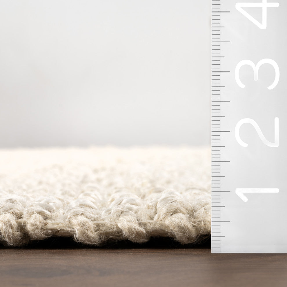 Nuloom Hand Woven Maui Chunky Loop Rug, Off White 7'6"x9'6"