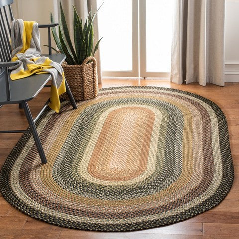 Safavieh Braided BRD308 Rug Machine-Washable, Multi, 10'x14' Oval