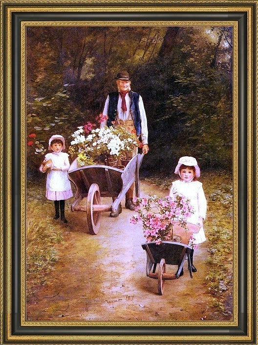 Mary Hayllar a Helping Gardener  Framed Premium Canvas Print, 18"x27"